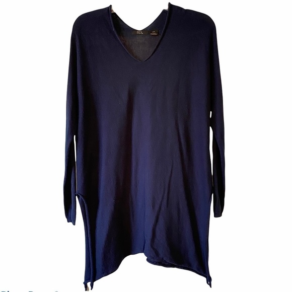 RDI Lagenlook Sweater Knit V-neck Navy Blue Small - Picture 1 of 9